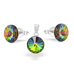 Wholesale 925 Sterling Silver Rainbow Crystal Jewelry Set