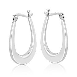 Wholesale 925 Sterling Silver 19mm Flat Oval Design Plain Hoop Earrings