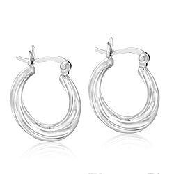 Wholesale 925 Sterling Silver 17 mm Round Twisted Plain Hoop Earrings 