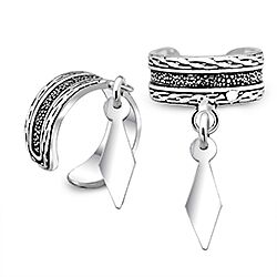 Wholesale 925 Sterling Silver Dangling Kunai Ear Cuff Earrings