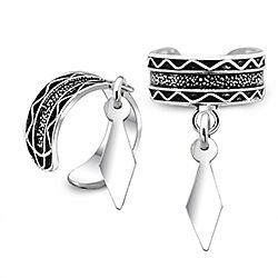 Silver Ear Cuff with Dangling Kunai Wholesale