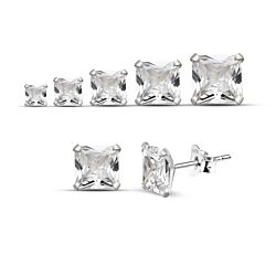 wholesale 925 Sterling Silver High-Quality Square Clear Cubic Zircoinia Stud Earrings