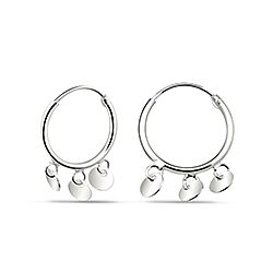 Wholesale Silver Plain Round Beads Charm Hoop Earring