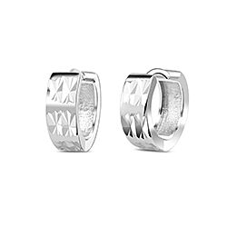 Wholesale Silver Stylish Diamond Cut Hoop Earrings