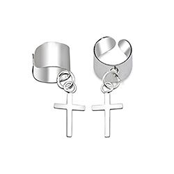 cross ear cuff silver