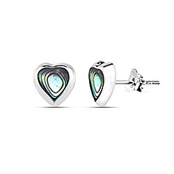 Wholesale Silver 10mm Heart Abalone Mother Of Pearl Stud Earring