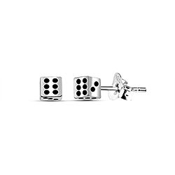 Wholesale 925 Silver Oxidized Dice Stud Earring