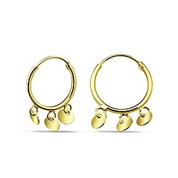 Wholesale Silver 14mm Gold Plated Beads Charm hoop Earring