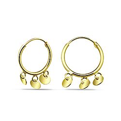 Wholesale Silver 14mm Gold Plated Beads Charm hoop Earring