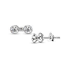 Wholesale Sterling Silver Glue Type 3 Stone Stud Earrings