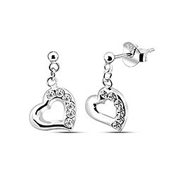 Wholesale 925 Silver Dangle Crystal Heart Stud Earring 