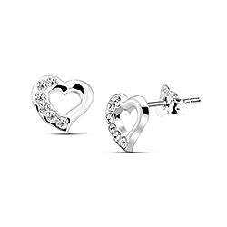 Wholesale Silver Crystal Heart Stud Earring