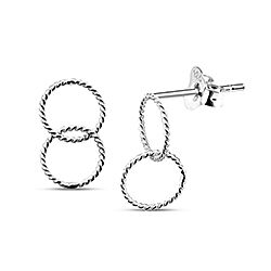 Wholesale Silver Twisted Double Circle Dangle Drop Stud Earrings