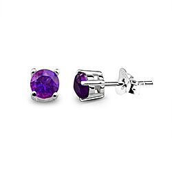 Wholesale 925 Silver Round Amethyst Stud Earring