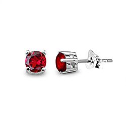 Wholesale 925 Silver Round Garnet Stud Earring