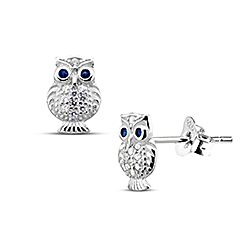 Wholesale 925 Sterling Silver Owl Design Cubic Zirconia Stud Earrings
