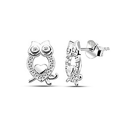 Wholesale Silver Cubic Zirconia Owl Stud Earring