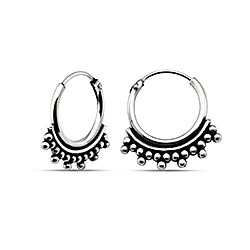 Wholesale Silver Oxidized Tribal Bali Hoop Earring 
