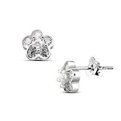 Wholesale 925 Sterling  Silver with Flower Cubic Zirconia Sparkly Stud Earrings