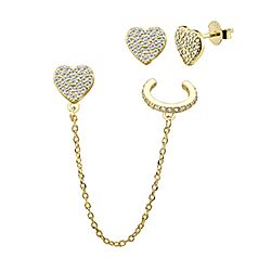 Wholesale Silver CZ Gold Plated Dangling Heart Stud Earring