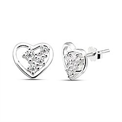 Wholesale Silver CZ Four Stone Heart Stud Earring