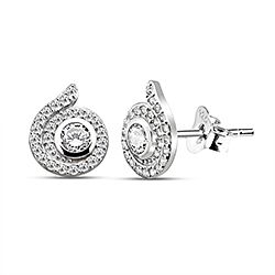Wholesale 925 Sterling Silver Coil Shape Cubic Zirconia Sparkly Stud Earrings