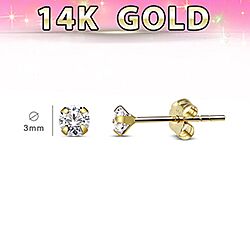 Wholesale 14ct Gold 3mm Solitaire CZ Diamond Cartilage Ear Stud