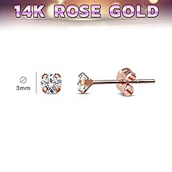 Wholesale 14ct Rose Gold 3mm Solitaire CZ Diamond Cartilage Ear Stud
