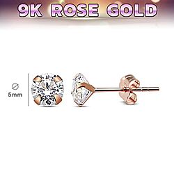 Wholesale 9ct Rose Gold 5mm Round White CZ Stud Earring