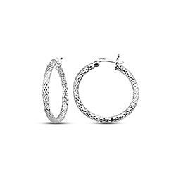 30m X 30m Diamond cut hoop earrings silver