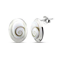 Wholesale 925 Silver cute oval Shiva Eye Shell Stud Earrings