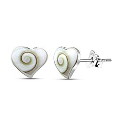 Wholesale Silver Heart Design Shiva Shell Eye Stud Earrings