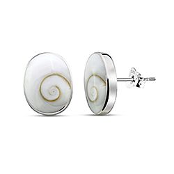 Wholesale Silver Oval Shape Shiva Eye Shell Stud Earrings