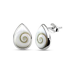 Wholesale 925 Silver Teardrop Shiva Eye Shell Stud Earrings