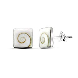 Wholesale 925 Silver Square Swirl Shiva Eye Shell Ear Studs