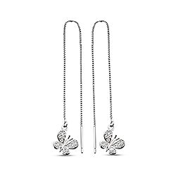 Wholesale 925 Sterling Silver Butterfly Cubic Zirconia Earrings