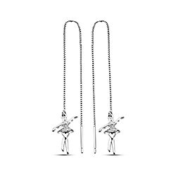 Wholesale 925 Sterling Silver Ballet Chain Ballerina CZ Earrings
