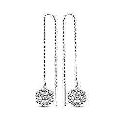 Wholesale 925 Sterling Silver Snowflake Chain Cubic Zirconia Earrings
