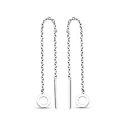 Wholesale 925 Sterling Silver Circle Threader Chain  Plain Earring
