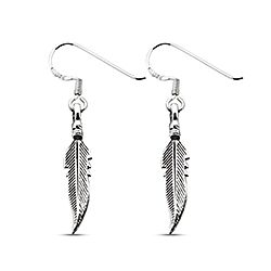 Wholesale 925 Sterling Silver Dangling Oxidized Leaf Charm Plain Earring