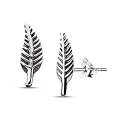 Wholesale Silver Oxidized Leaf Plain Stud Earring