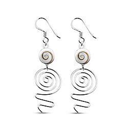 Wholesale 925 Sterling Silver Dangle Swirl Shiva Eye Earrings