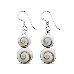 Wholesale 925 Sterling Silver  Double Round Dangle Shiva Eye Earrings 