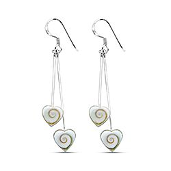 Wholesale 925 Sterling Silver Shell Heart Dangle Shiva Eye Earrings