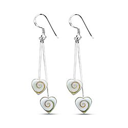 Wholesale 925 Sterling Silver Shell Heart Dangle Shiva Eye Earrings

