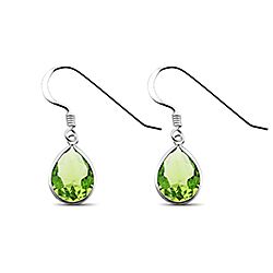 Wholesale 925 Sterling Silver Peridot Tear Drop CZ Earrings
