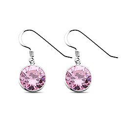 Wholesale 925 Sterling Silver Round Pink Cubic Zirconia Earrings