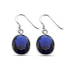 Wholesale Silver 13mm Oval Shape Sapphire CZ Earring