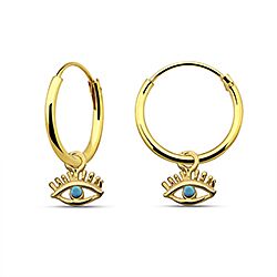 Wholesale Silver Gold Plated Evil Eye Charm Hoop Earrings