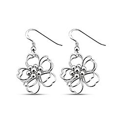 Wholesale Silver Flower Beaded Plain Earrings